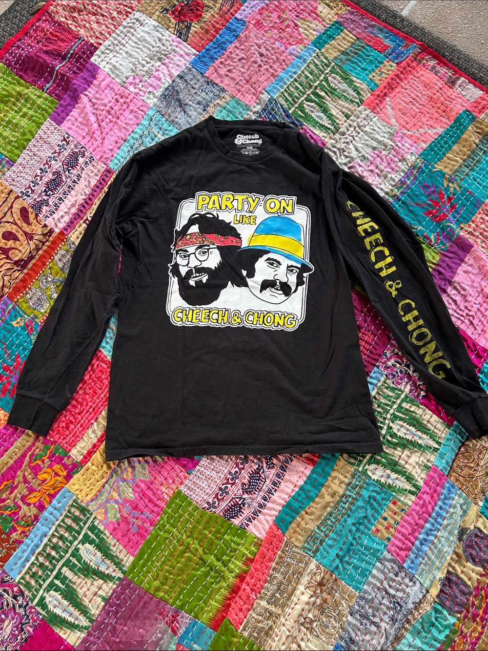 Cheech & Chong Black Long Sleeve Graphic Tee - Party On